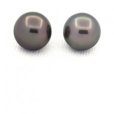 Lote de 2 Perlas de Tahiti Redondas C/D 12.8 mm