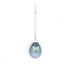 Colgante de Plata y 1 Perla de Tahiti Semi-Barroca B 8.4 mm