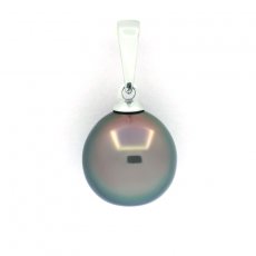Colgante de Plata y 1 Perla de Tahiti Semi-Barroca B 9.8 mm