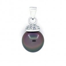 Colgante de Plata y 1 Perla de Tahiti Semi-Barroca B 10.8 mm
