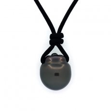Collar de Cuero y 1 Perla de Tahiti Semi-Barroca C 13.8 mm