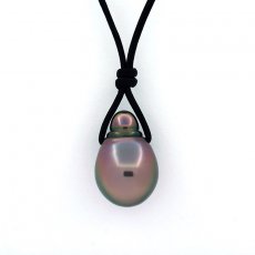 Collar de Cuero y 1 Perla de Tahiti Semi-Barroca B 11.1 mm