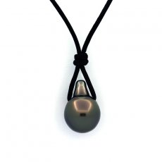Collar de Cuero y 1 Perla de Tahiti Semi-Barroca B 10 mm