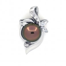 Colgante de Plata y 1 Perla de Tahiti Semi-Barroca C 9.9 mm