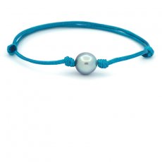 Pulsera de Algodn Encerado y 1 Perla de Tahiti Semi-Barroca C 10 mm