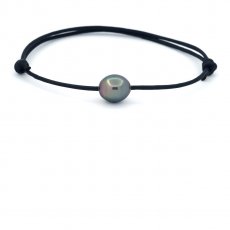 Pulsera de Cuero y 1 Perla de Tahiti Semi-Barroca C 9.2 mm