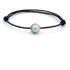Pulsera de Cuero y 1 Perla de Tahiti Semi-Barroca C 10.9 mm