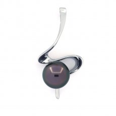 Colgante de Plata y 1 Perla de Tahiti Semi-Barroca B 9.7 mm