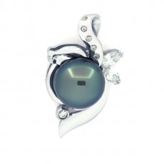 Colgante de Plata y 1 Perla de Tahiti Semi-Barroca C 10 mm