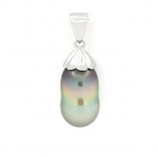 Colgante de Plata y 1 Perla de Tahiti Semi-Barroca B/C 9 mm