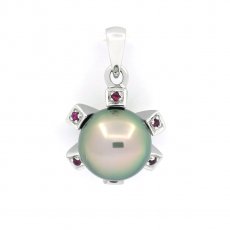 Colgante de Plata y 1 Perla de Tahiti Redonda C 9.3 mm