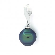 Colgante de Plata y 1 Perla de Tahiti Anillada B+ 9.7 mm