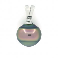 Colgante de Plata y 1 Perla de Tahiti Anillada B 12.4 mm