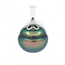 Colgante de Plata y 1 Perla de Tahiti Anillada B 14.2 mm
