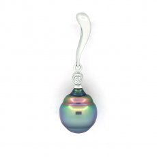 Colgante de Plata y 1 Perla de Tahiti Anillada B+ 9.1 mm