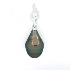 Colgante de Plata y 1 Perla de Tahiti Anillada C 11.3 mm