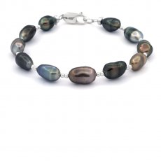 Pulsera de 11 Keishis de Tahiti y Plata .925