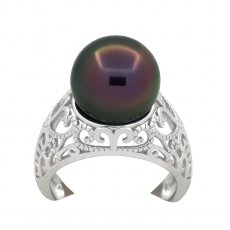 Anillo de Plata y 1 Perla de Tahiti Semi-Redonda C 11.5 mm