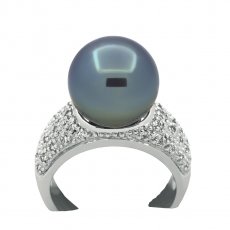 Anillo de Plata y 1 Perla de Tahiti Redonda B/C 12.2 mm