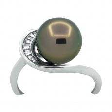 Anillo de Plata y 1 Perla de Tahiti Redonda B/C 9.6 mm