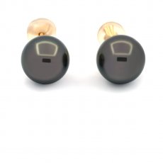 Aretes de Oro 18Kl y 2 Perlas de Tahiti Redondas B/C 8.9 mm