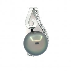 Colgante de Plata y 1 Perla de Tahiti Redonda C 9.1 mm