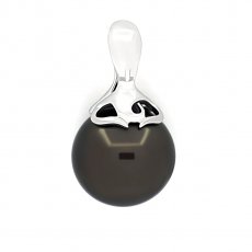 Colgante de Plata y 1 Perla de Tahiti Semi-Redonda C 12.6 mm