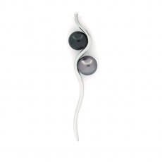 Colgante de Plata y 2 Perlas de Tahiti Redondas C 7.6 y 8 mm