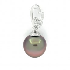Colgante de Plata y 1 Perla de Tahiti Semi-Barroca C 10.5 mm