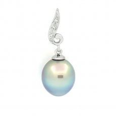Colgante de Plata y 1 Perla de Tahiti Semi-Barroca B 9.4 mm