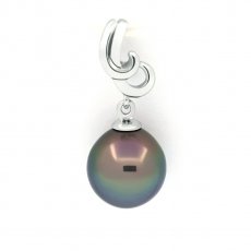 Pingente em Prata e 1 Prola do Tahiti Semi-Barroca C 9.4 mm