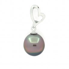 Colgante de Plata y 1 Perla de Tahiti Semi-Barroca C 10.5 mm