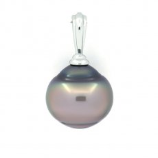 Colgante de Plata y 1 Perla de Tahiti Anillada B 13.4 mm