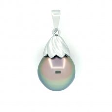 Colgante de Plata y 1 Perla de Tahiti Semi-Barroca B 11.9 mm