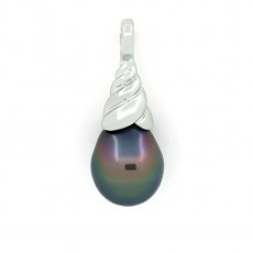 Colgante de Plata y 1 Perla de Tahiti Semi-Barroca B 9.4 mm