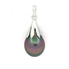 Colgante de Plata y 1 Perla de Tahiti Semi-Barroca B/C 9.1 mm