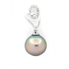 Colgante de Plata y 1 Perla de Tahiti Semi-Barroca B 10.5 mm