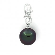Colgante de Plata y 1 Perla de Tahiti Semi-Barroca B 11.3 mm