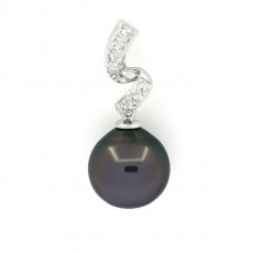 Colgante de Plata y 1 Perla de Tahiti Semi-Barroca C 10.9 mm