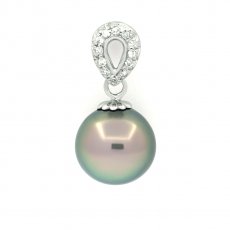 Colgante de Plata y 1 Perla de Tahiti Semi-Redonda C 10.2 mm