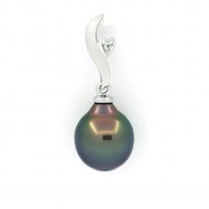 Colgante de Plata y 1 Perla de Tahiti Semi-Barroca B 9.2 mm