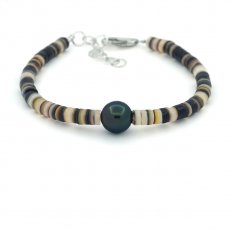Bracelet en Coquillage et 1 Perle de Tahiti Ronde C/D 9.7 mm