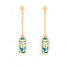 Pendientes de Oro 18K y Turchese - 12 mm - Hibiscus