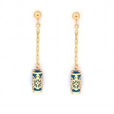 Pendientes de Oro 18K y Turchese - 10 mm - Tortuga