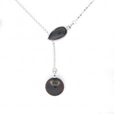 Collar de Plata y 1 Perla de Tahiti Redonda B 8.8 mm