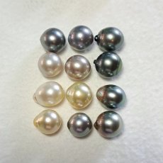 Lote de 12 Perlas de Tahiti Semi-Barrocas B, BC, C de 10.8  12.3 mm