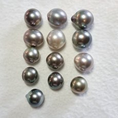 Lote de 13 Perlas de Tahiti Semi-Barrocas B, BC, C de 10.8  12.6 mm