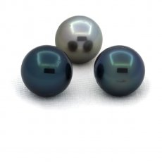 Lot de 3 Perles de Tahiti Rondes D de 9.5  9.7 mm
