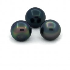 Lotto di 3 Perle di Tahiti Semi-Barocche C/D di 10.1 mm