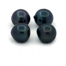 Lot de 4 Perles de Tahiti Semi-Baroques C/D de 9.5 mm